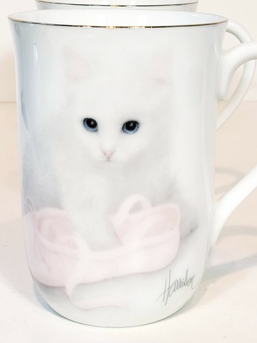 Otagiri Kaffee Tee Tassen 3 Stück weiß Kätzchen Ballett Slipper Bob Harrison - Bild 4 von 9