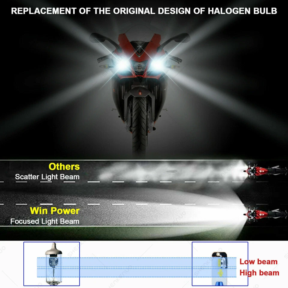 LED Headlight Bulb for YAMAHA FJR1300A FJR1300ES FZ-07 FZ-09 MT-09 2015 9003 H4 Foto 3 de 4