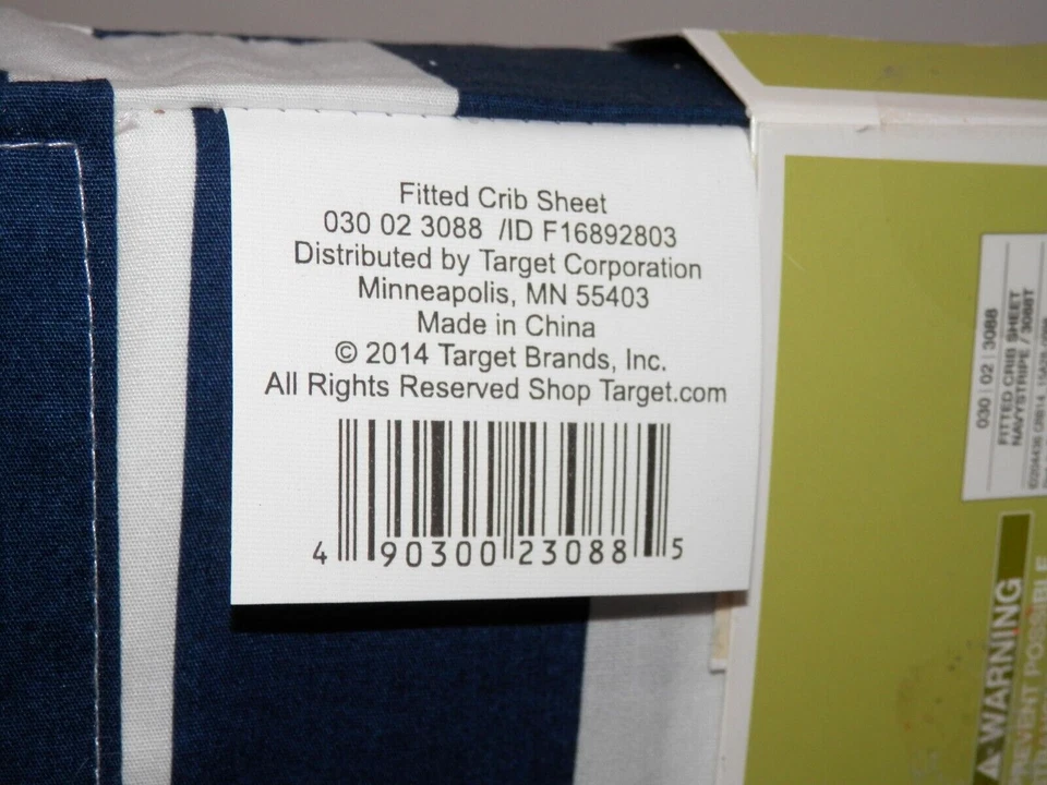 Sábana Cuna Ajustable Circo • Algodón Azul Marino y Blanco Rayas 28x52" Cama Bebé NUEVA Foto 4 de 4