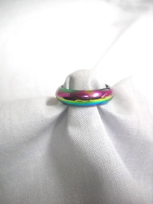 NEW WILD RAINBOW COLORS TITANIUM HEMATITE BAND RING US SZ 11.5 FINGER THUMB RING