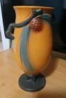 Roseville Pottery Orange Pinecone Footed Vase 840-7...