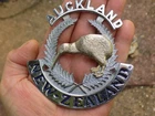 Vintage AUCKLAND NEW ZEALAND Chromed Solid Heavy Car Badge Mascot Hood Emblem