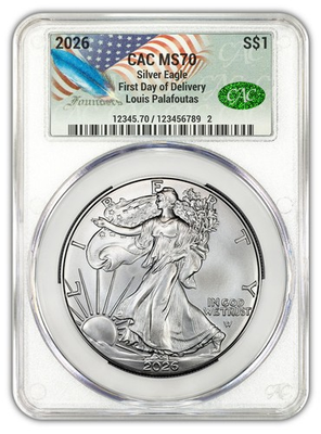 #ad 2026 American Silver Eagle First Day Delivery CAC MS70 Founders Label $179.00