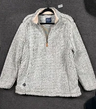 Simply Southern Pullover Womens XL Gray Sherpa Fleece Quarter Zip Teddy Cozy