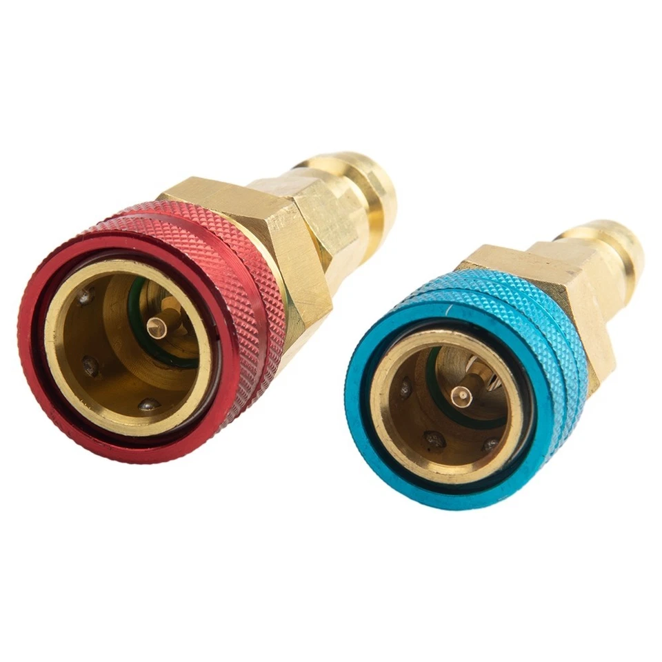 Long-lasting Car AC Parts Quick Coupler Adapter Connector 4pcs Red Blue - Image 3 of 4