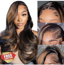 MENGLLE 28" 13x6 Ombre Highlight Lace Front Wig Body Wave - Human Hair - New