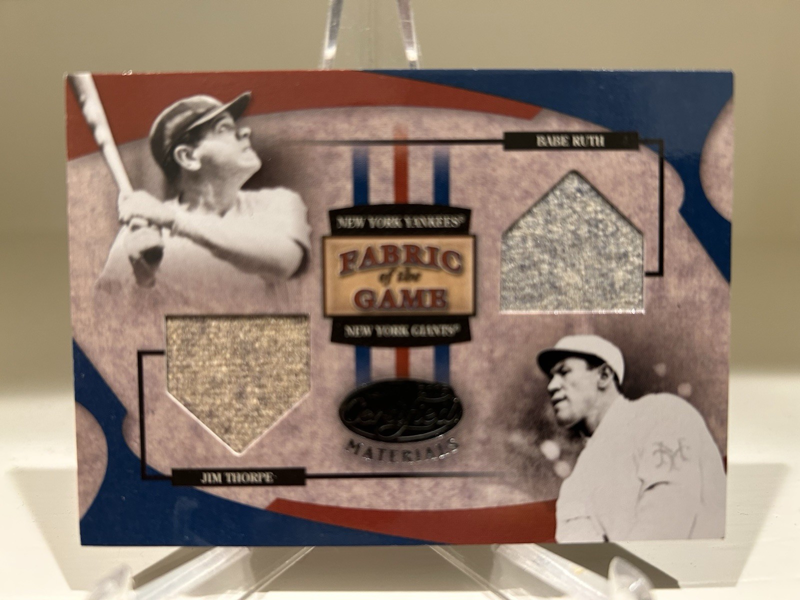 BABE RUTH JIM THORPE 2005 GAME WORN USED JERSEY MATERIAL SWATCH PATCH ...