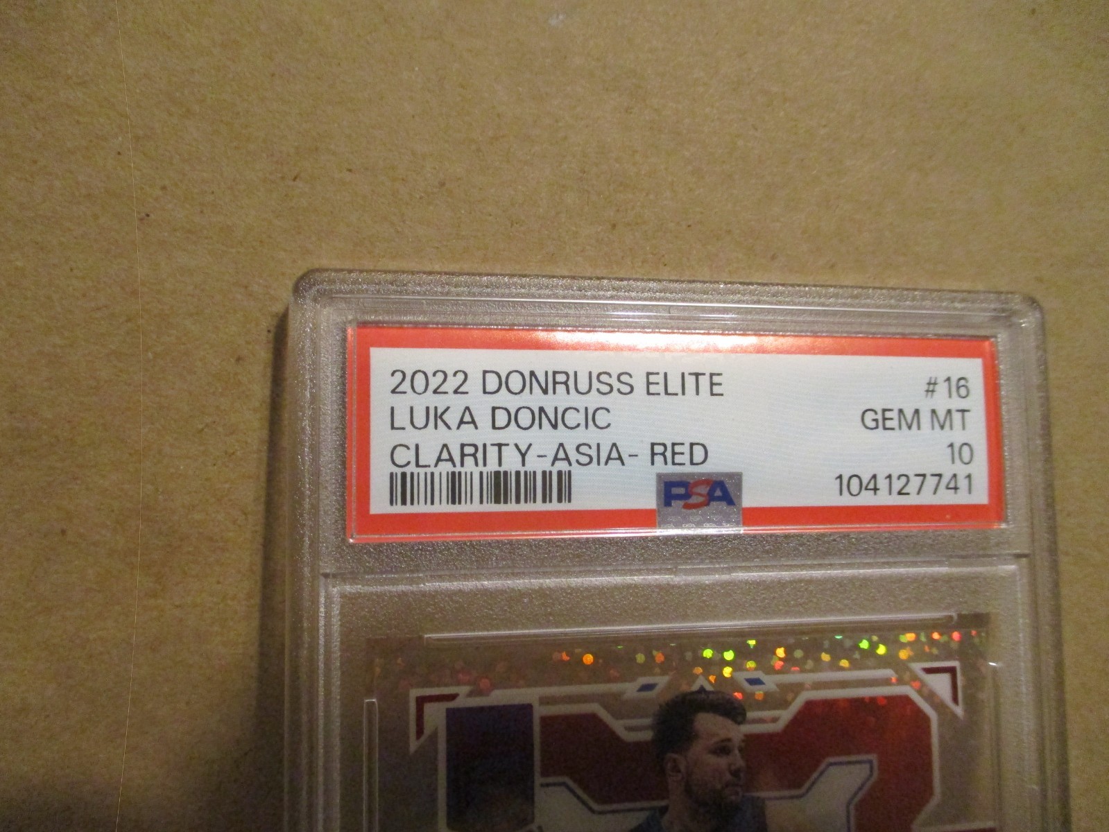 2022-23 DONRUSS ELITE LUKA DONCIC #16 CLARITY ASIA RED CASE HIT PSA 10 GEM MINT! view 2