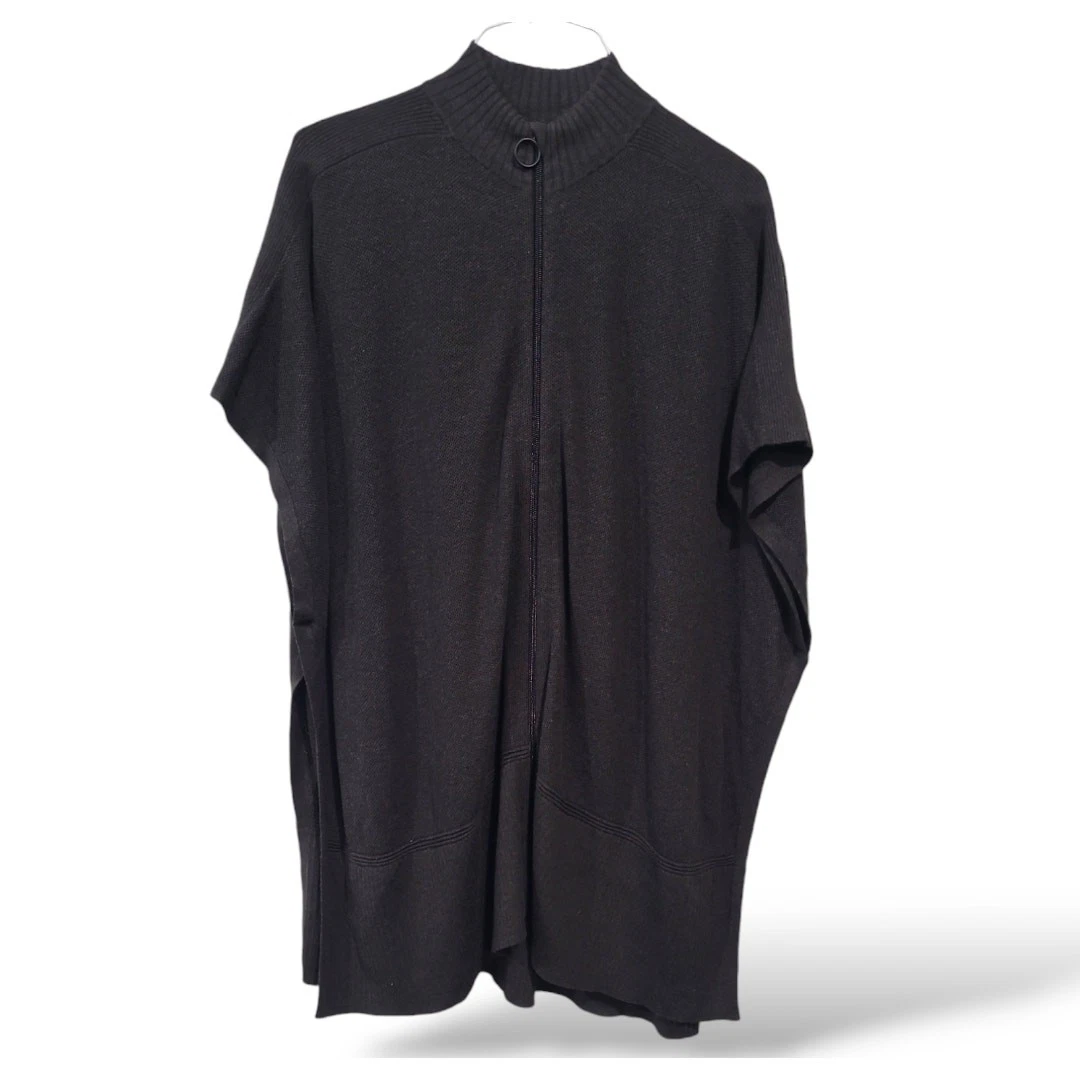 Lululemon Poncho One Size Call Me Cozy Charcoal Zip Up Cotton Yak Blend Knit