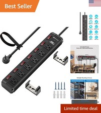 6-Outlet Heavy Duty Metal Surge Protector with Individual Switches  6FT Cord