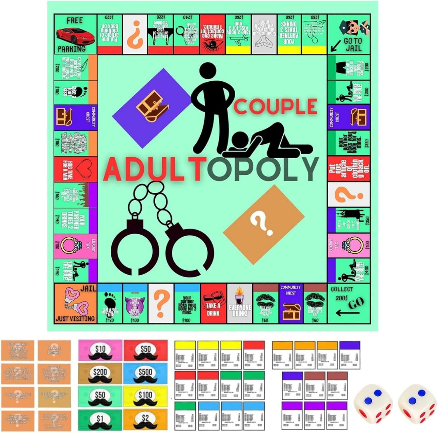 Adultopoly Board Game, Couple Board Game Couples Games for Adults Conversation