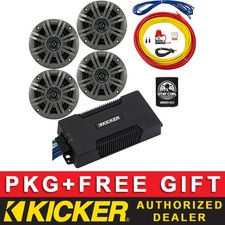 KICKER PXA400.4 MARINE/BOAT/UTV AUDIO 4CH AMPLIFIER 4" SPEAKERS 8AWG AMP KIT