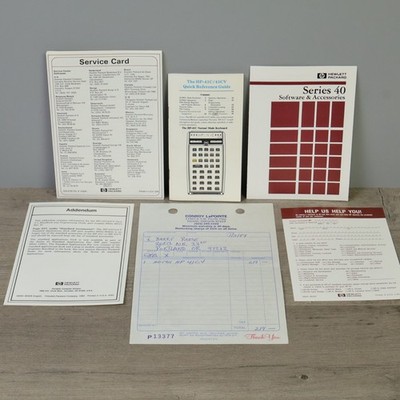 VGC HP 41C 41CV Ephemera Lot Paper Reference Guide Registration 1984 Receipt
