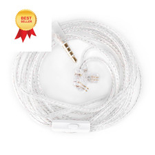 2 Meter Length Long IEM Cable, in Ear Monitor 2PIN-C 3.5MM, with Mic, Silver