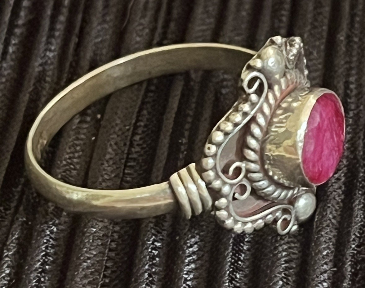Vintage Solid Sterling Silver Ruby Ring Sz S1/2 ~… - image 6