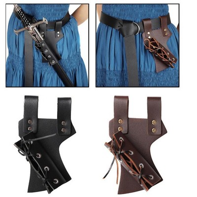 Retro Medieval PU Leather Sword Holder Sheath Waist Belt Fixed Scabbard Holster