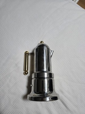 Vev Vigano Kontessa Stainless Steel w/ Gold Italian Espresso Maker