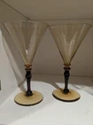 Steuben Martini/Champagne Glass Twisted Stem Amber And Amethyst Set Of 2
