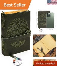 Timeless 5x7 Dark Green Leather Journal with 200 Handmade Pages  Unique Design