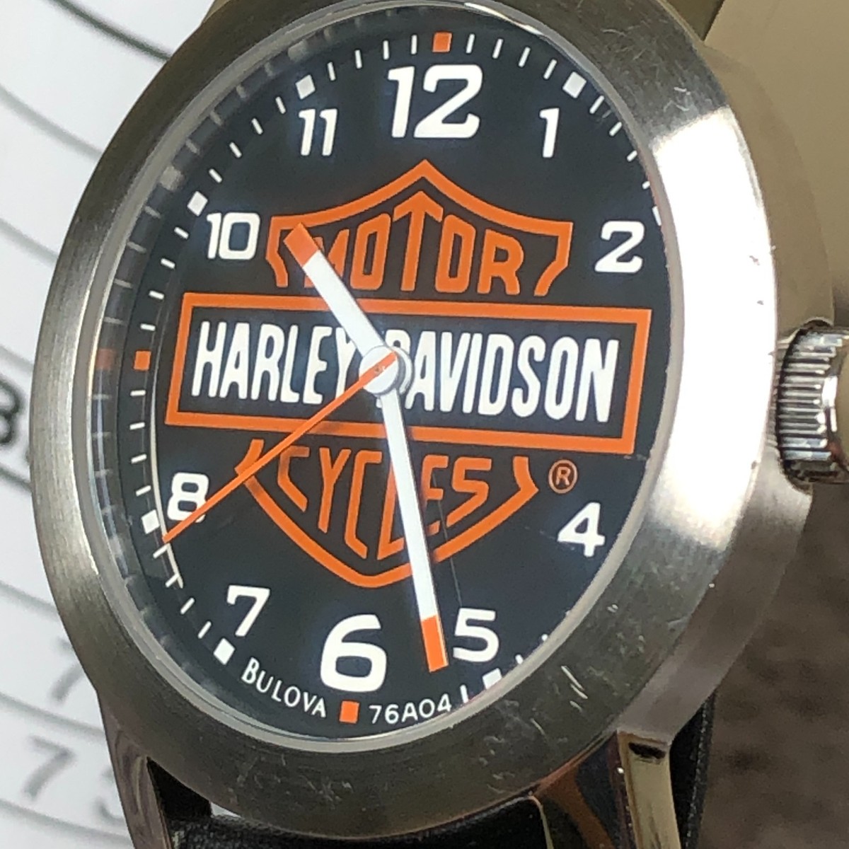 Bulova Harley-Davidson Men 76A04 Dress Leather Quartz Analog 38mm