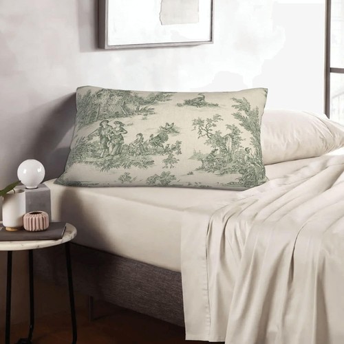 Toile Pillow Covers,French Country Decor,Spring Green - Picture 5 of 5
