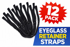 12 Pack Black Eyeglass Retainer Straps Standard End Adjustable Glasses Holders
