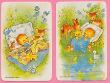 SWAP CARD PAIR, Vintage, greythorne & tassel, babies