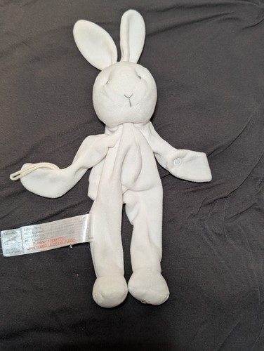 Babycottons Pacifier Holder White Rabbit Bunny Plush Binky Lovey Rare HTF B2