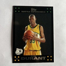 2007 Topps Kevin Durant Black Rookie Card RC Seattle SuperSonics Nets 112. rookie card picture