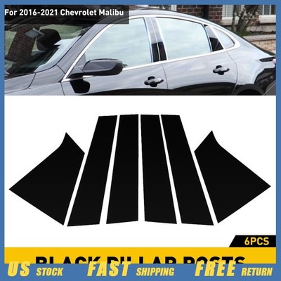 Fit For Chevrolet Malibu 2016-2021 6pcs Door Pillar Posts Trim Piano Black Cover