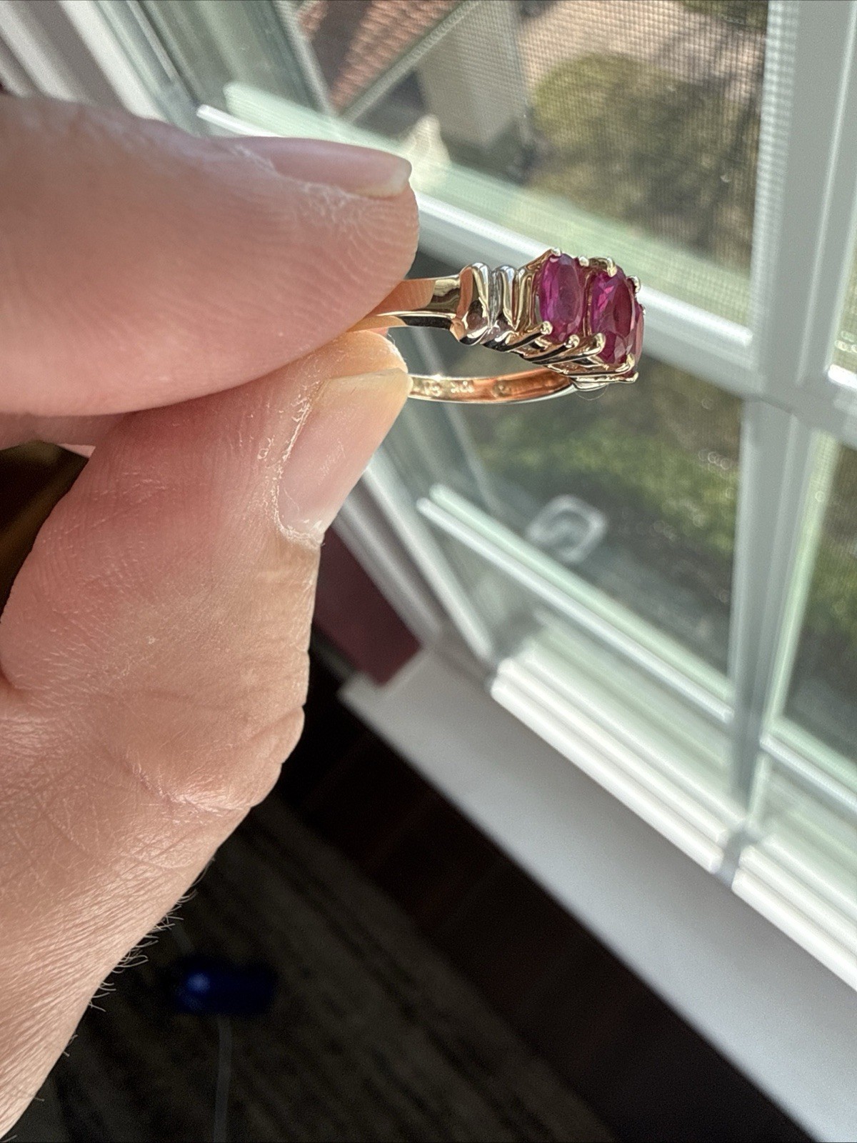 Red-Pinkish Ruby Ring In 10k Solid Gold. - image 4