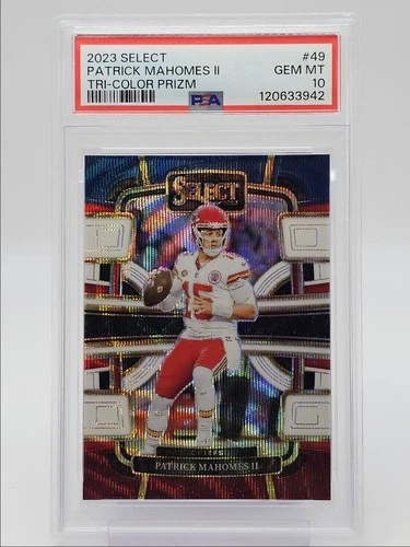 PATRICK MAHOMES II 2023 SELECT CONCOURSE TRI-COLOR PRIZM /250 PSA 10 Q0004