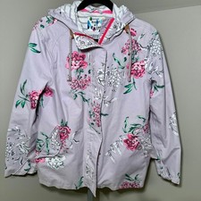 Joules Right As Rain Floral Waterproof Jacket Cloud Grey Peony Hooded CoatUS 10
