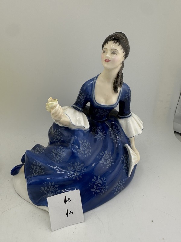 Vintage Royal Doulton "Roselind" HN2393 Electric Blue Floral White Roses FREE SH