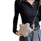 Metallic PU Leather Star Shape Crossbody Bag with Chain Shoulder Bag Small Purse