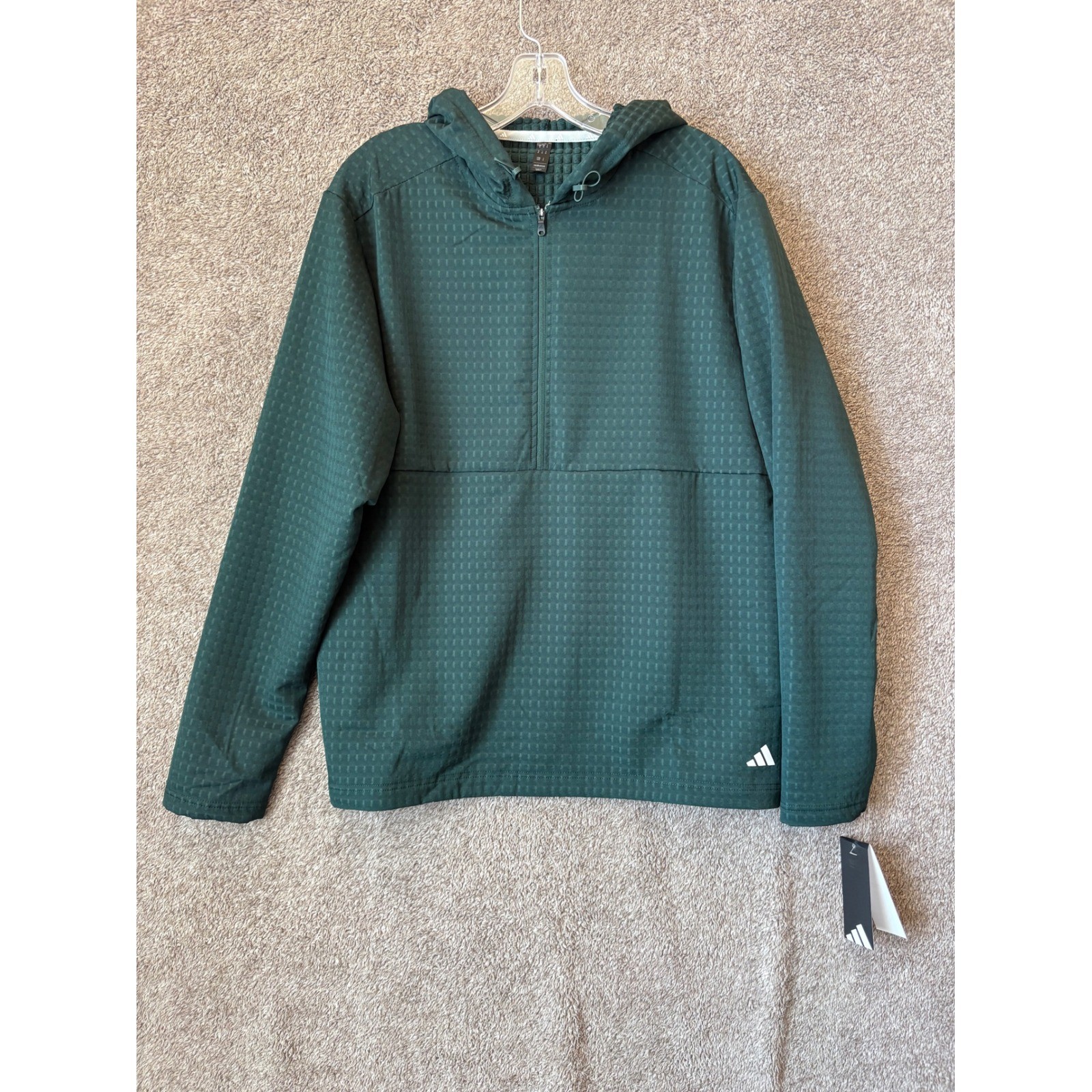 Adidas Mens Woven Wind Hood Shadow Green Half Zip Jacket NWT