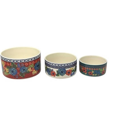 The Pioneer Woman Dazzling Dahlias  Ceramic Nesting Bowls Containers 3 Pc Set