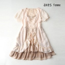 Axes Femme Beige Lace chiffon Dress M Size Japan