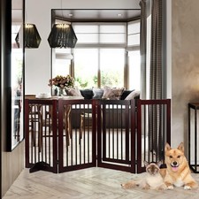 Wooden Freestanding Pet Gate, Pet Gate for Dogs, 29.5inch 4-Panel Wooden Dog ...