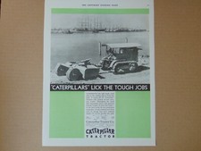 1930 CATERPILLAR TRACTOR TOWING TOUGH JOB vintage art print ad