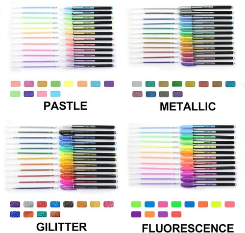 UK Gel Pen Set Metallic Pastel Glitter Neon Gel Pens for Adult Colouring Book - Picture 13 of 29