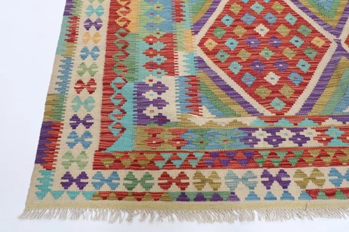 7 x 10 ft Oriental Area sumak Kilim Afghan Hand Knotted Veg dye Wool bedroom Rug - Picture 5 of 10