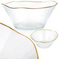 Glasschale SalatschüSsel Salatschale Obstschale SchüSsel Aus Glas Gold 21Cm 1,2L