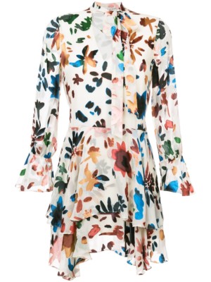 Alice + Olivia Moran Tiered Floral A-Line Dress XS NWOT | eBay