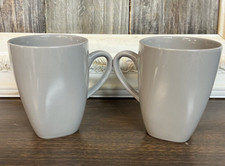 10 STRAWBERRY STREET Set of 2 10oz Coffee Mugs Square Bottom Gray New!
