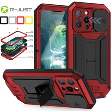 For iPhone 13 14 15 16 Pro Max Case Cover Metal Shockproof Lens Screen Protector