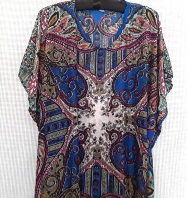 Caftan Cover Up Like Johnny Was & Luli Fama Boho Silk Women's Swimwear