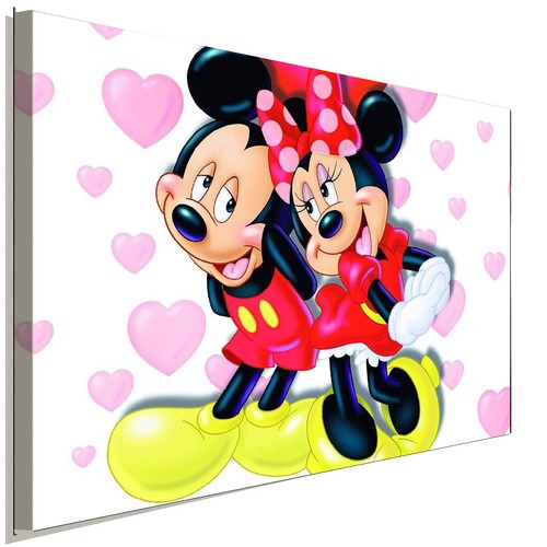 Micky Minnie Maus verliebt Leinwandbild AK ART Kunstdruck Wandbild Wanddeko XXL - Bild 1 von 5