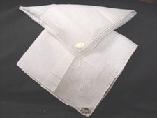 Hankie Bridal- Ivory/White--Linen- Embroidered-- 2 ---New-Vintage Original