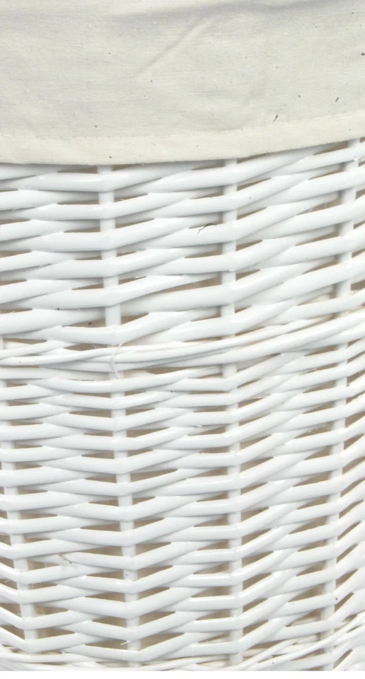 Wäschekorb Wäschetonne weiß rund weide m. Bezug Deckel  60L D.39 H.55  - Bild 3 von 4
